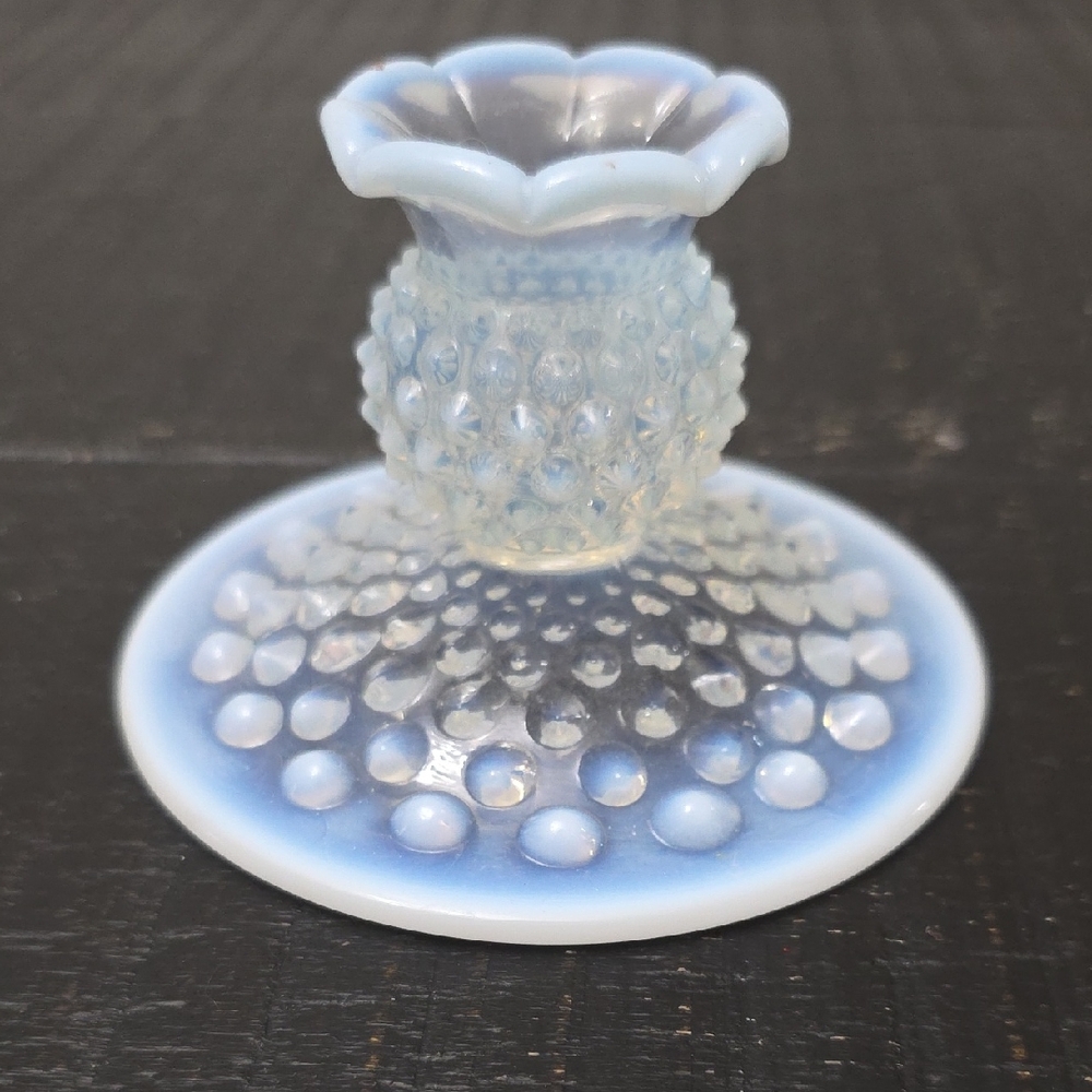 SOLD SOLD  Elegant FENTON Moonstone Glass Candle Holder Opalescent